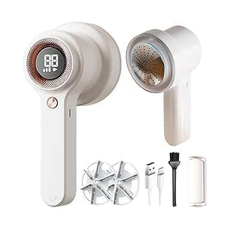 【50%OFF】【1,099円】 FDWSER 充電式 粘着クリーナー内蔵 強力6枚刃2個付き 3段階モード LCD電池残量表示 8000r/min高速 毛玉取り